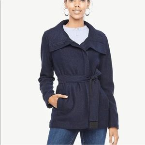 NWT Ann Taylor Navy Wool Sweater/Jacket with Removable Belt